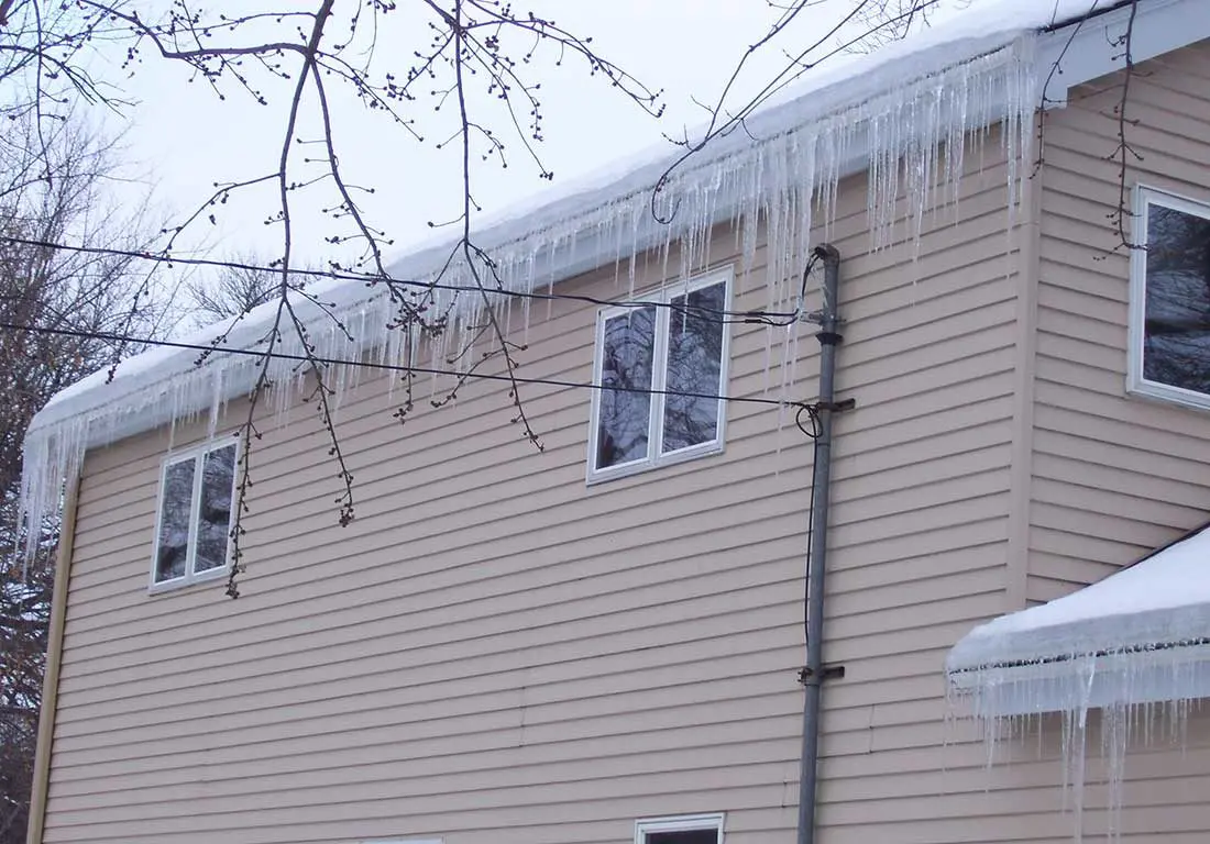 Ice dam damage