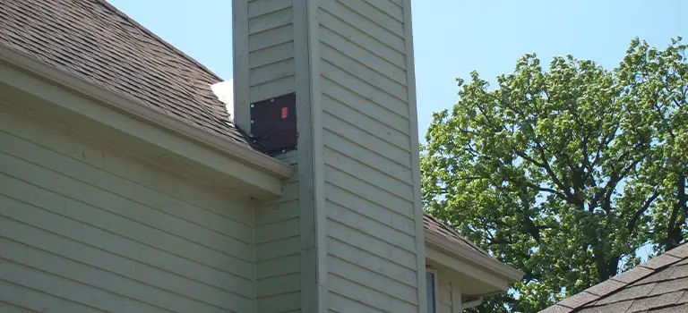 Siding repair on a fireplace