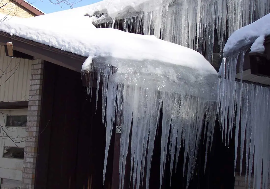 Ice dam damage