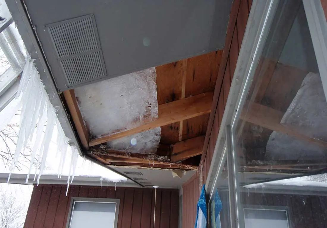 Ice dam damage