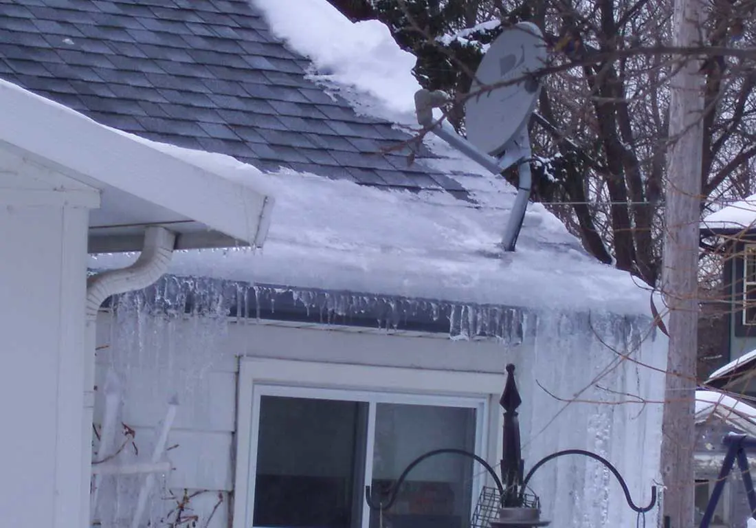 Ice dam damage