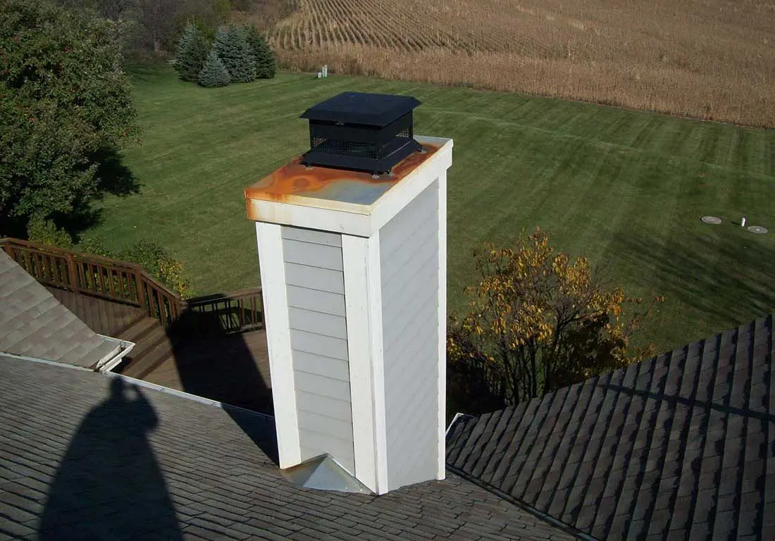 Chimney cap rust damage