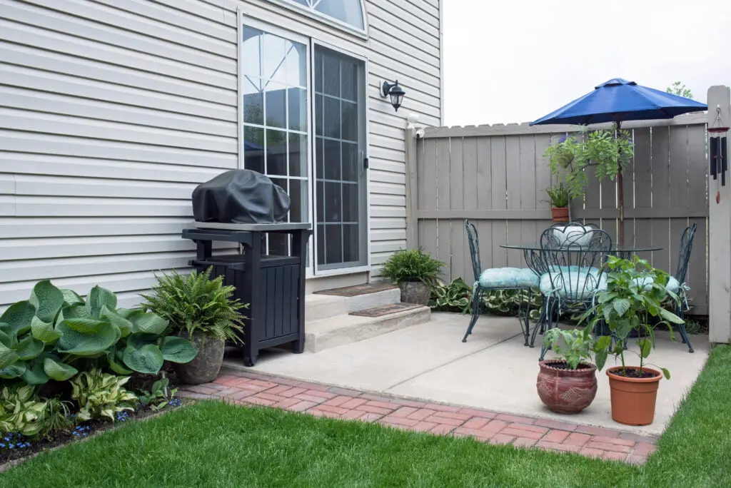 Example of patio furniture that should be moved before an exterior home improvement project
