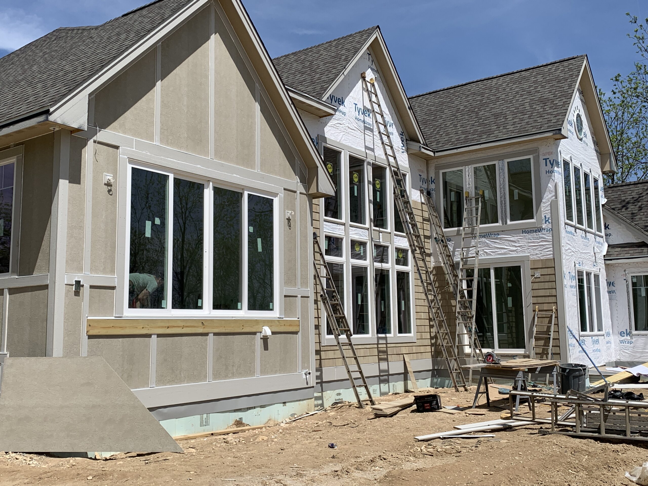 Scaled siding job on a house in Pewaukee, WI done by L.H. Krueger and Son