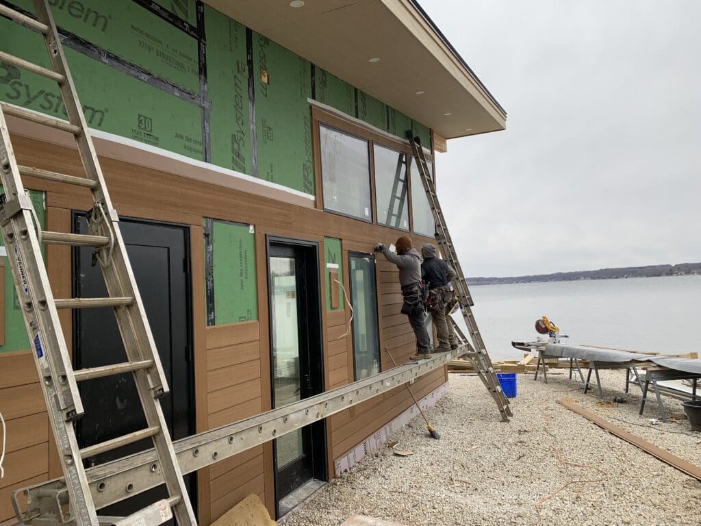 Pewaukee Boathouse New Construction Siding L.H. Krueger