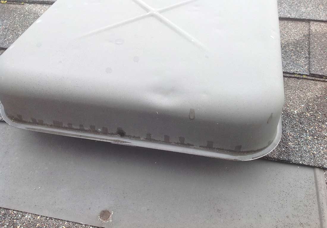 Hail damage on roofing vent
