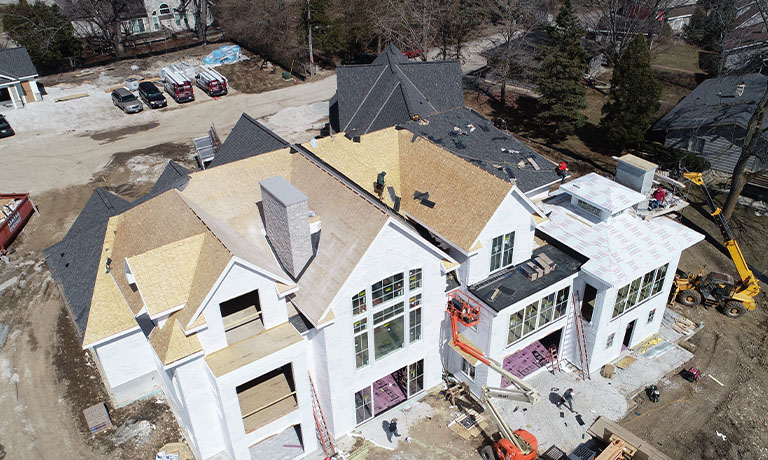 Roofing installation on a new home build