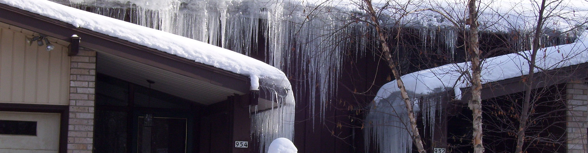 Dangerous ice damming on a home