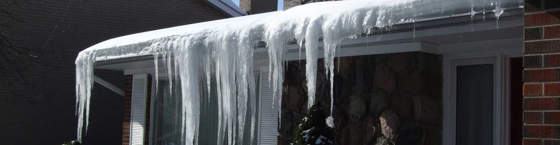 Ice damming on gutters and roof