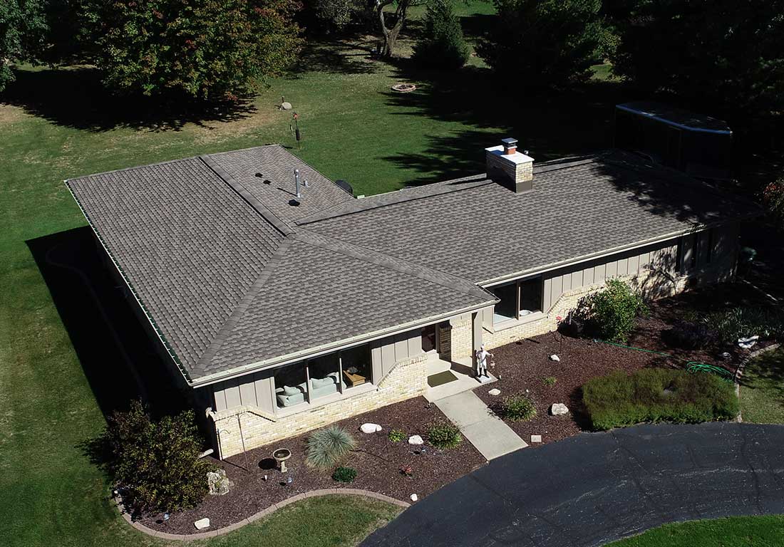 Waukesha Re-roof & Gutters, drone zoomed in